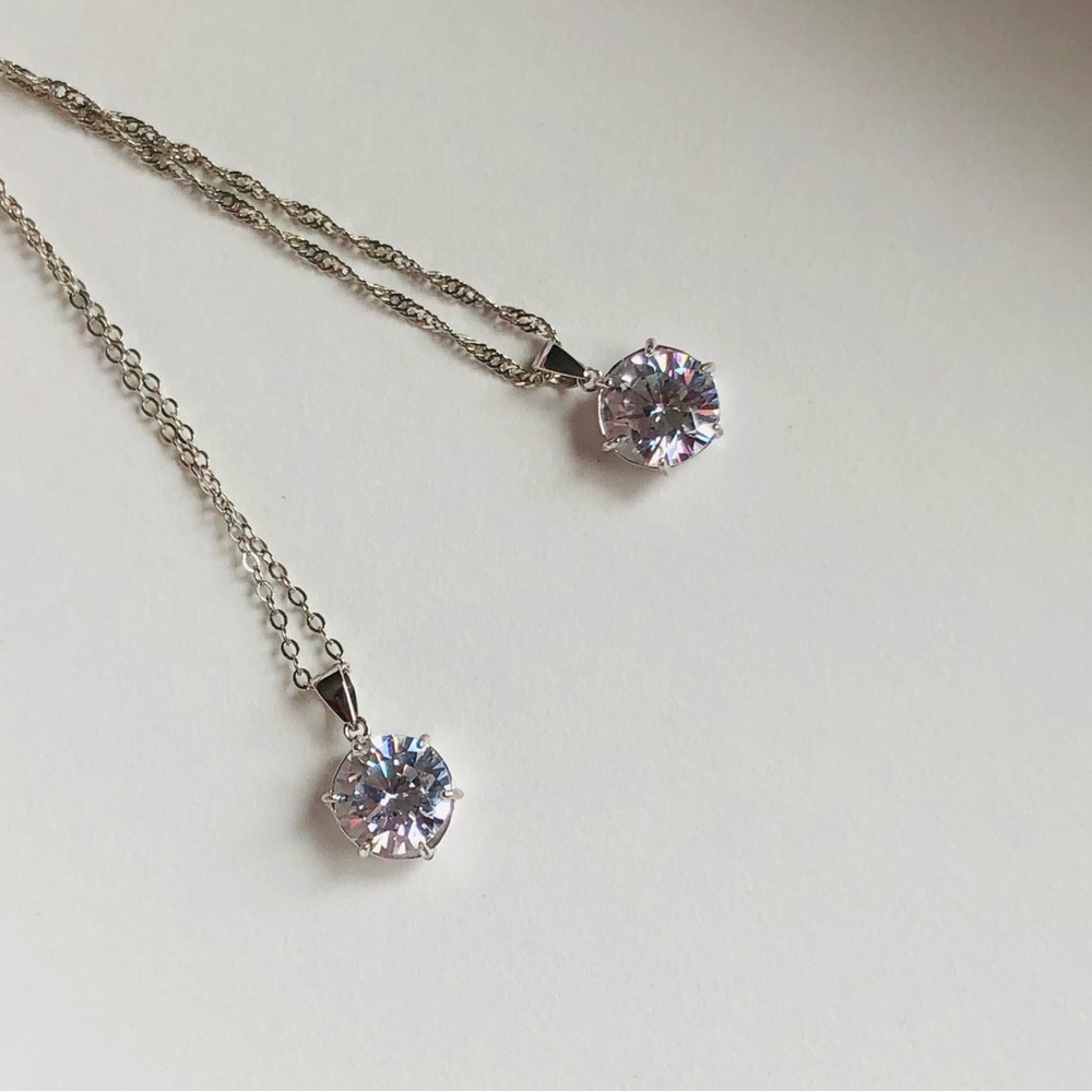 2carats Solitaire Cut necklace Silver